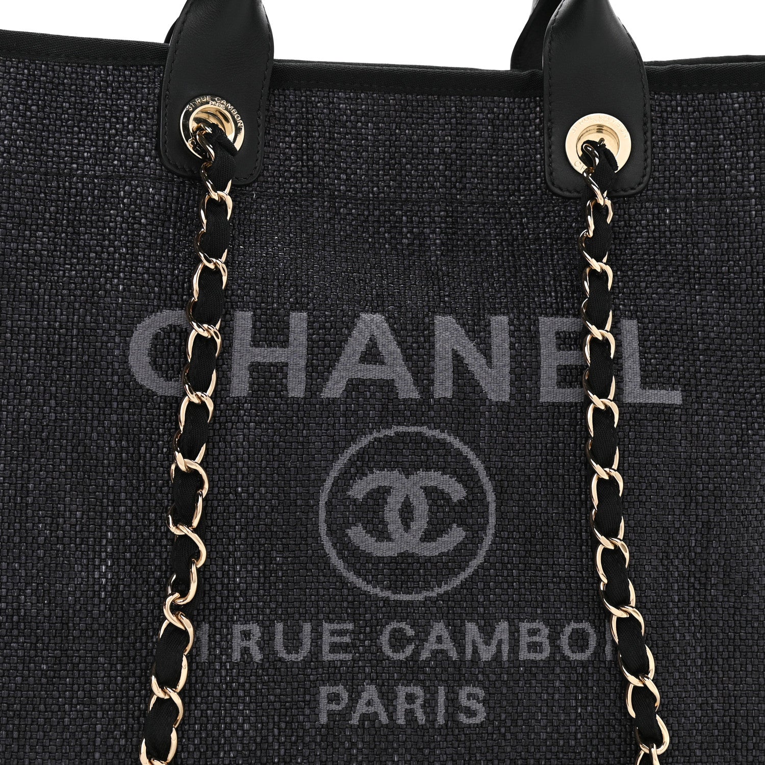 Chanel Woven Straw Raffia Medium Deauville Tote Black 8 of 11