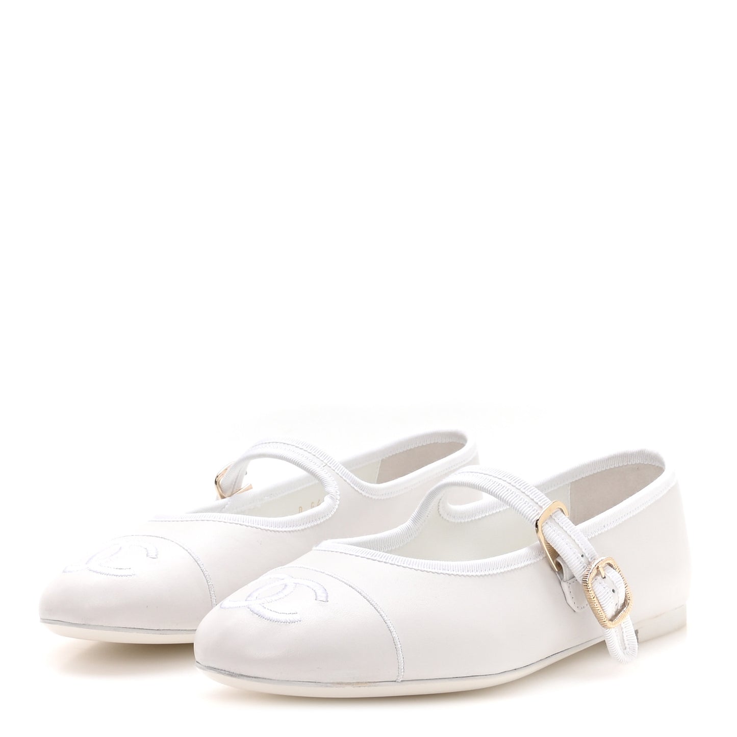 Lambskin Mary Jane Flats 40.5 White