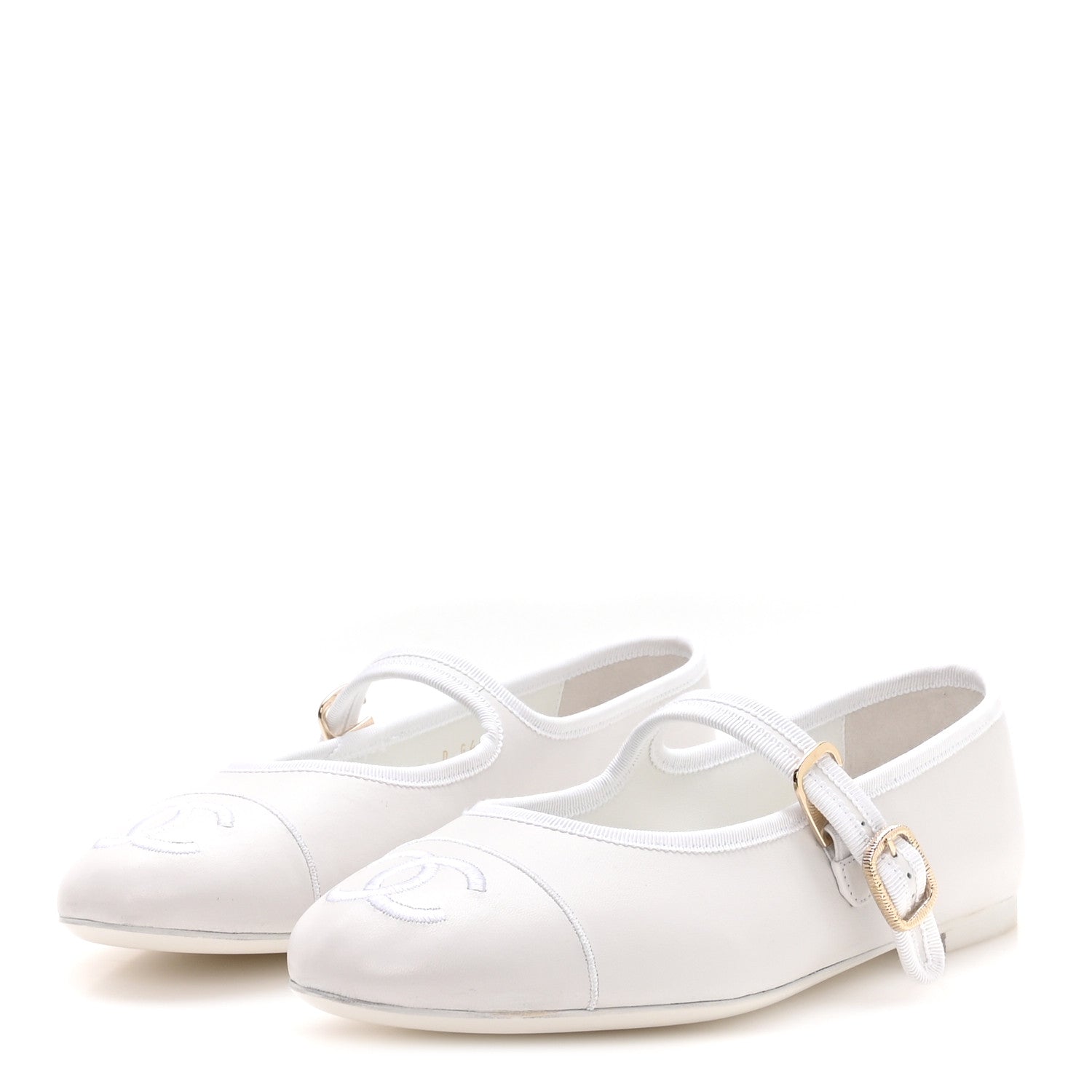 Chanel Lambskin Mary Jane Flats 40.5 White 4 of 9
