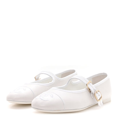 Chanel Lambskin Mary Jane Flats 40.5 White 4 of 9