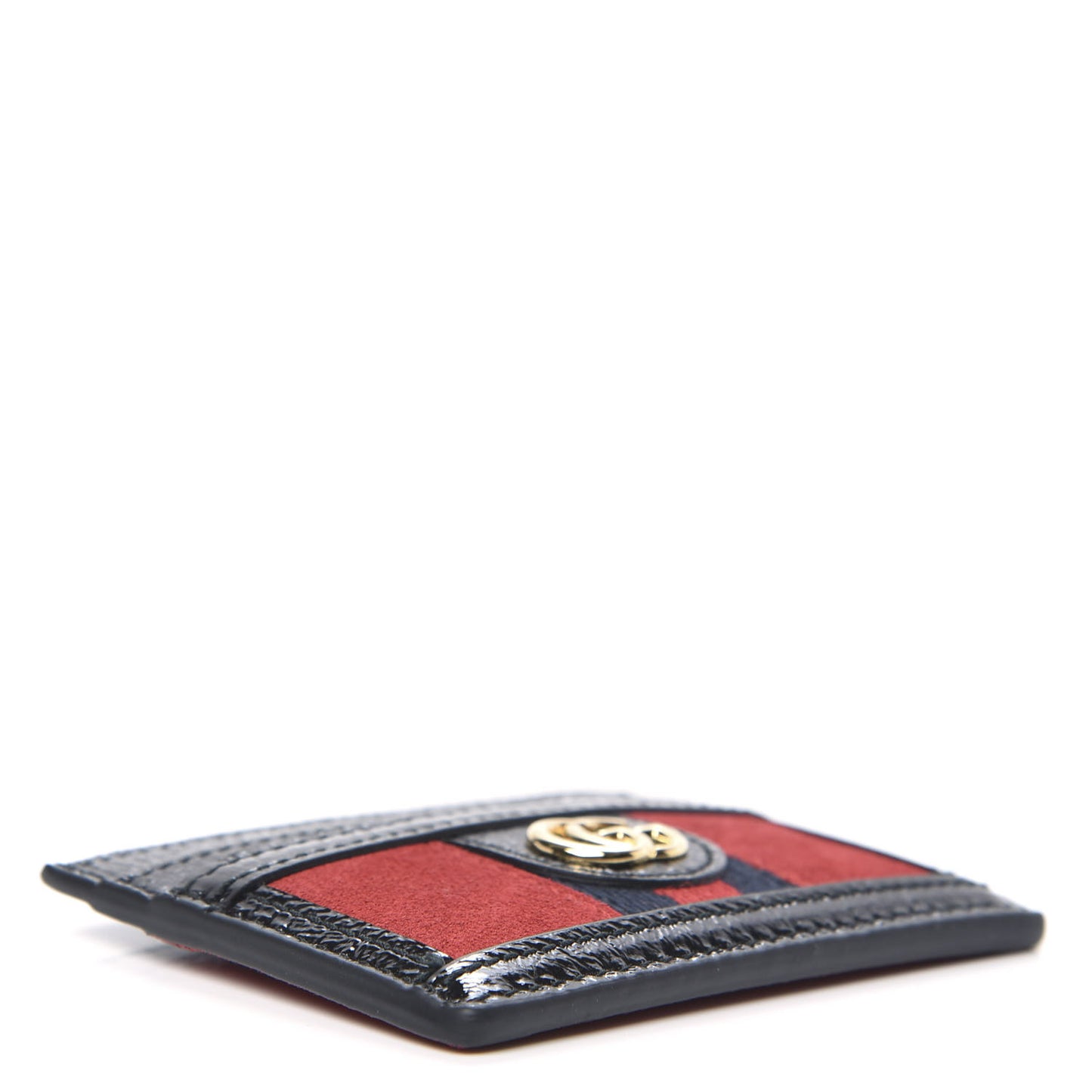 Suede Patent Ophidia Card Holder Hibiscus Red Black