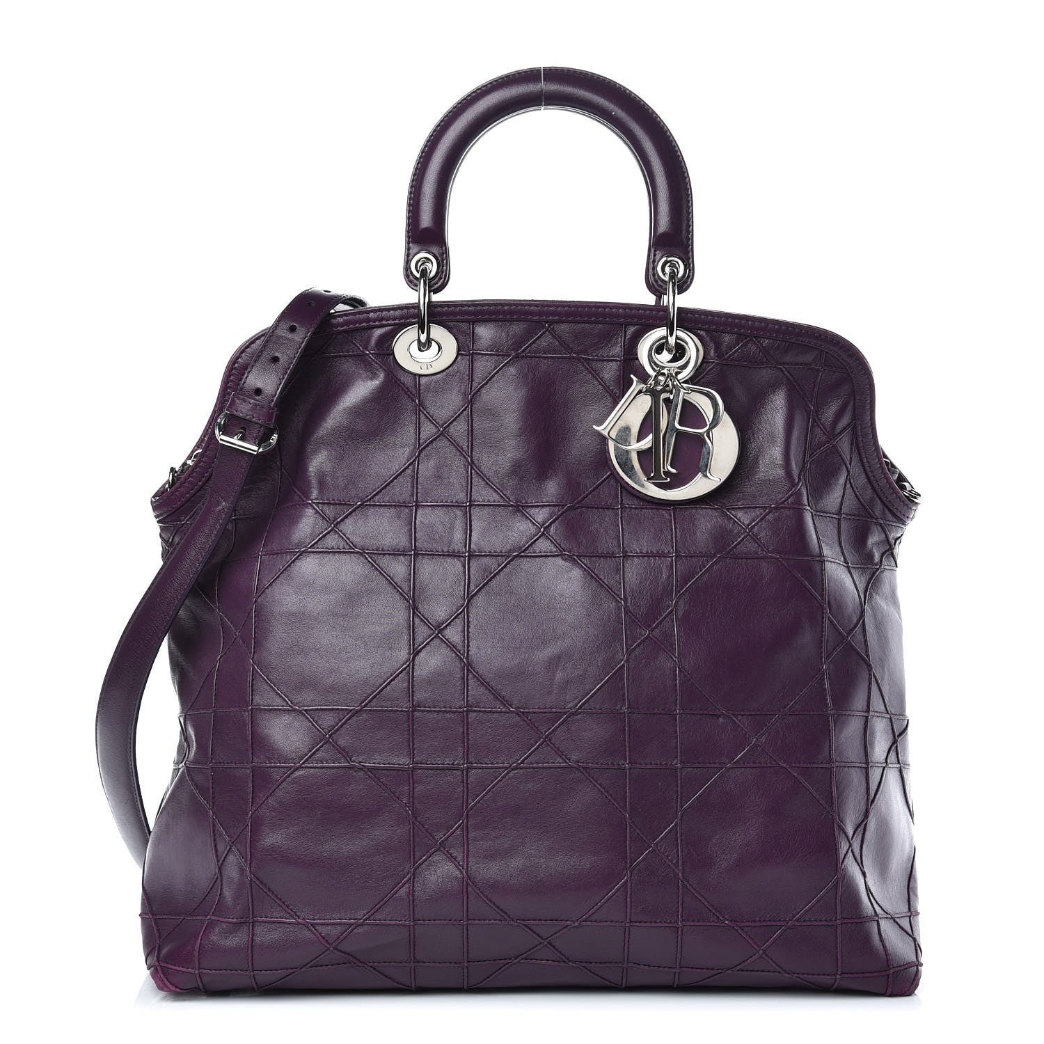 Christian Dior Lambskin Cannage Large Granville Tote Purple 1 of 17