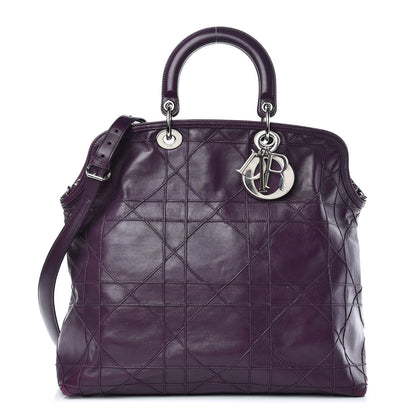 Christian Dior Lambskin Cannage Large Granville Tote Purple 1 of 17