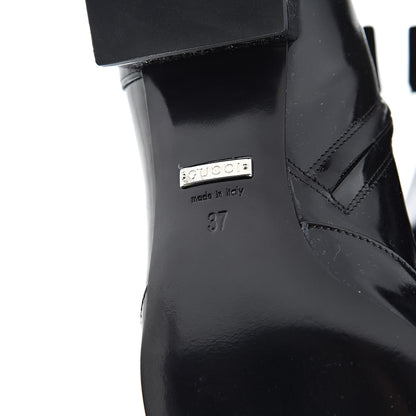 Gucci Patent Calfskin Womens Lilian Horsebit Ankle Boots 37 Black 7 of 11