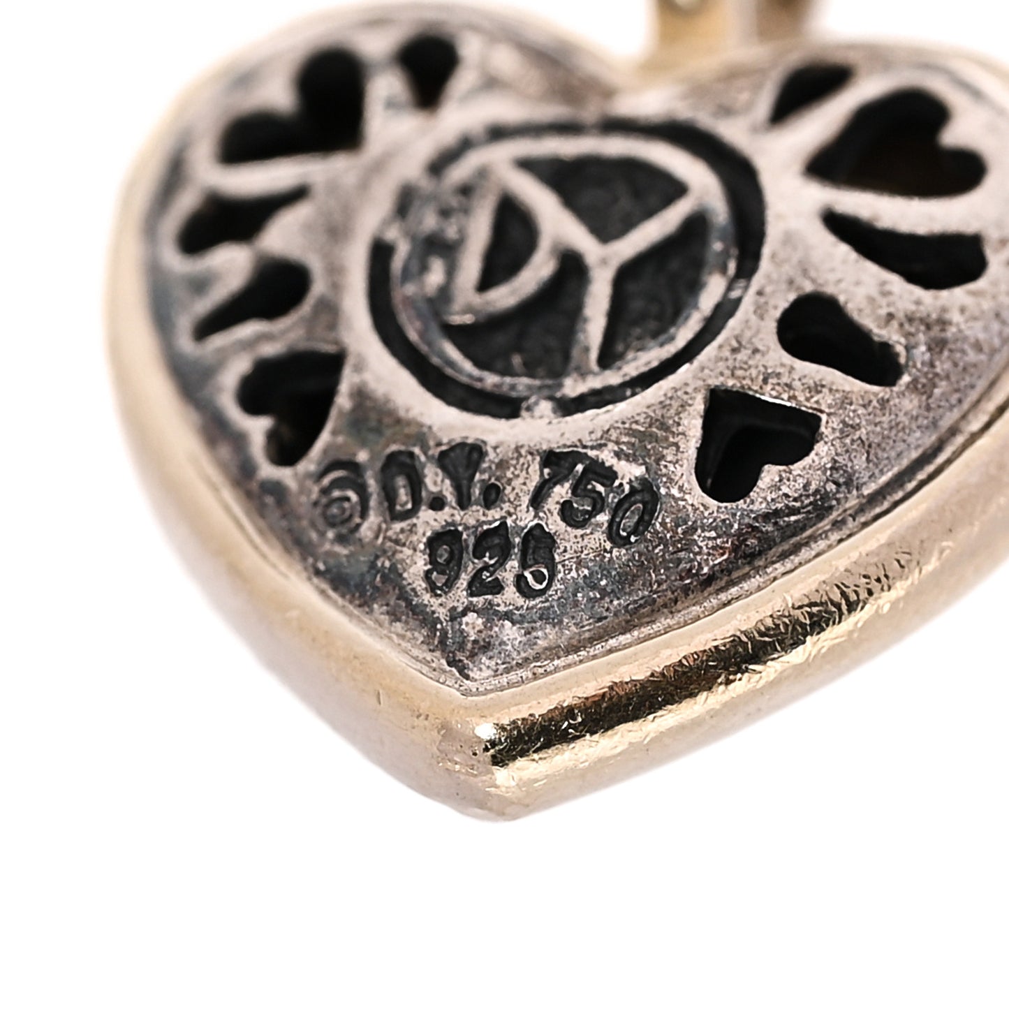 Sterling Silver 18k Yellow Gold Cable Heart Charm Bracelet