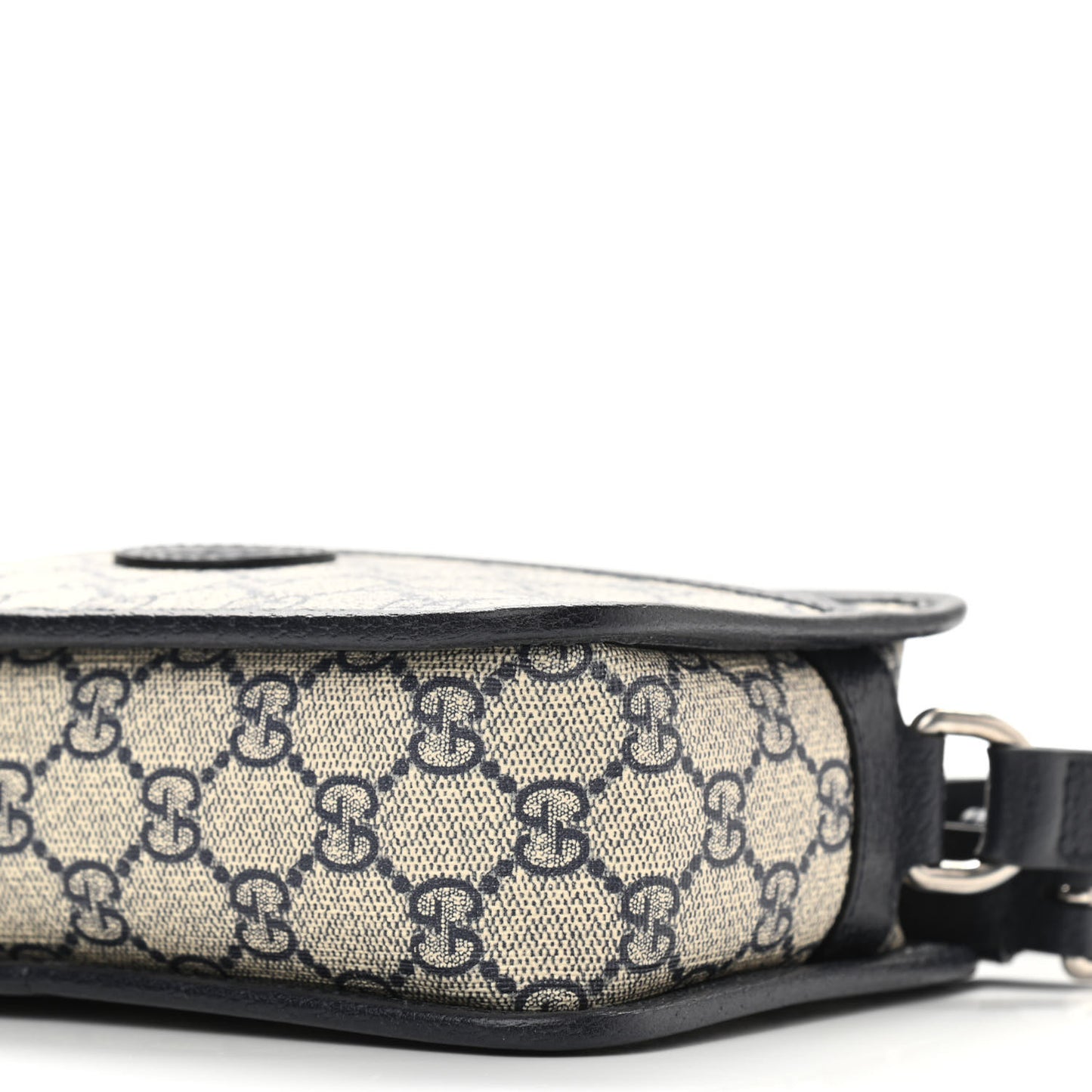 GG Supreme Monogram Textured Dollar Calfskin Mini Retro Interlocking G Shoulder Bag Beige Blue