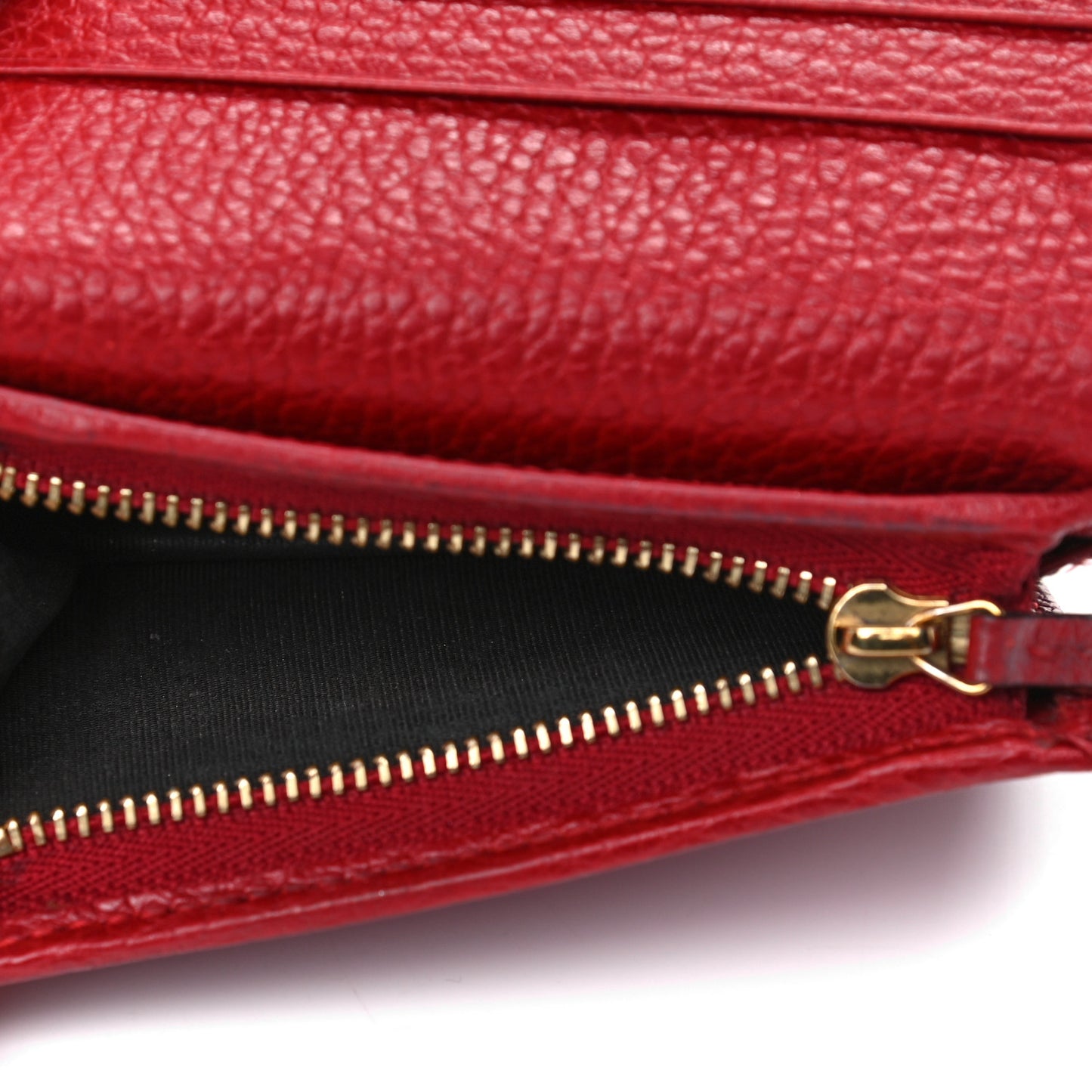 Pebbled Calfskin GG Marmont Card Case Hibiscus Red