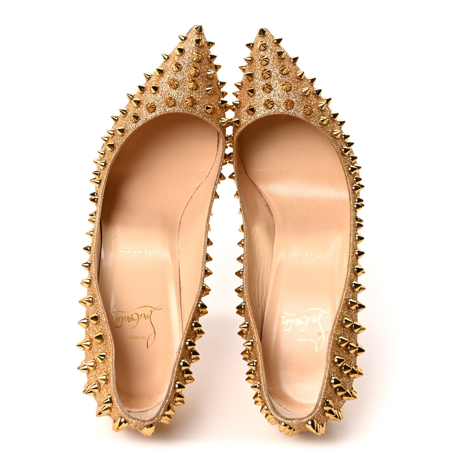 Christian Louboutin Glitter Mini Specchio Follies Spikes 100 Pumps
