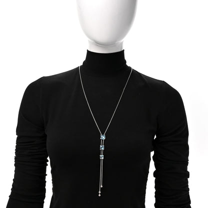 David Yurman Sterling Silver Diamond Blue Topaz Chatelaine Lariat Necklace 2 of 4