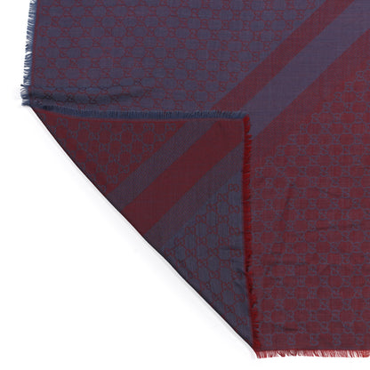 Gucci Wool Silk Monogram GGWeb Fringe Shawl Lacquer Sky Blue 3 of 4