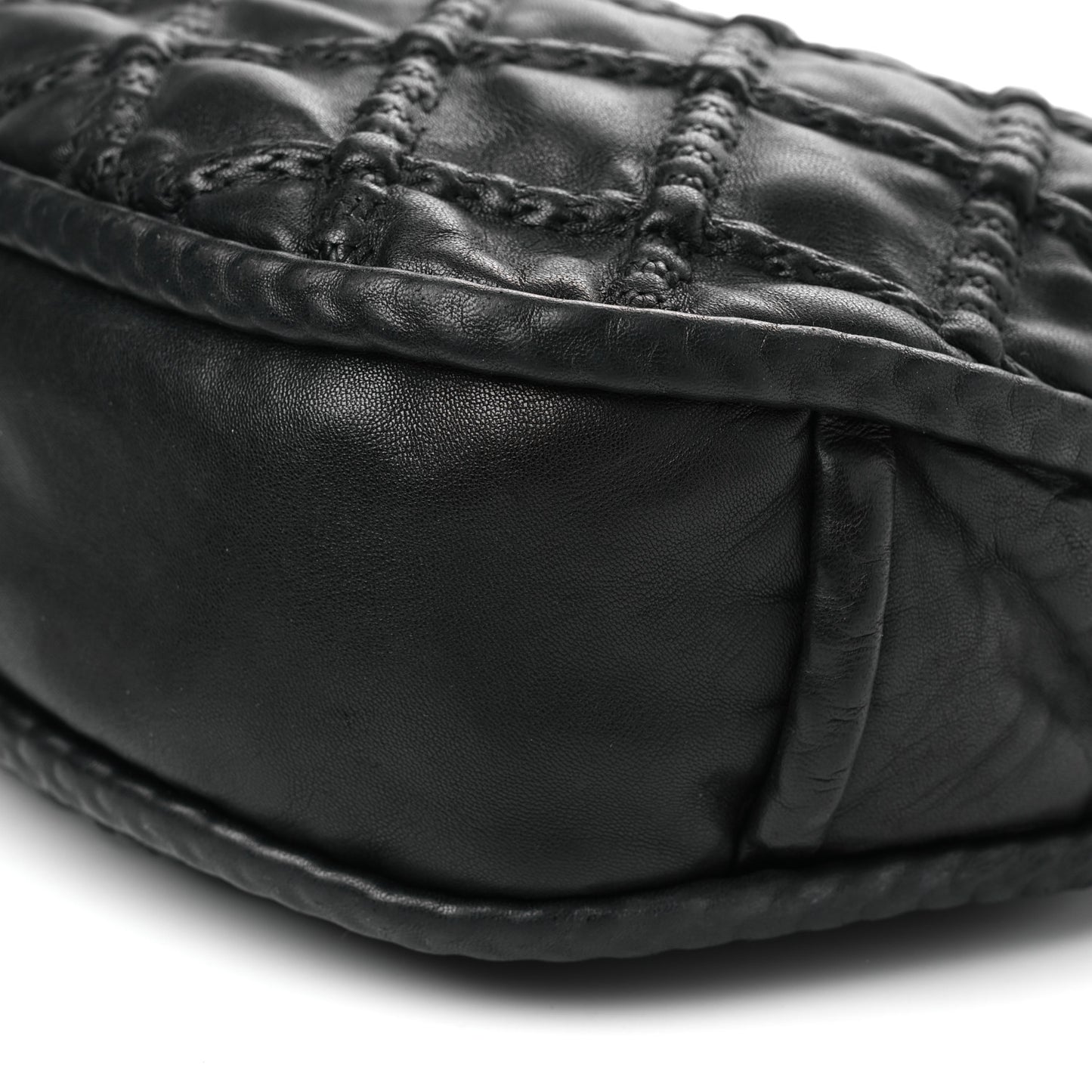 Lambskin Quilted Hidden Chain Hobo Black