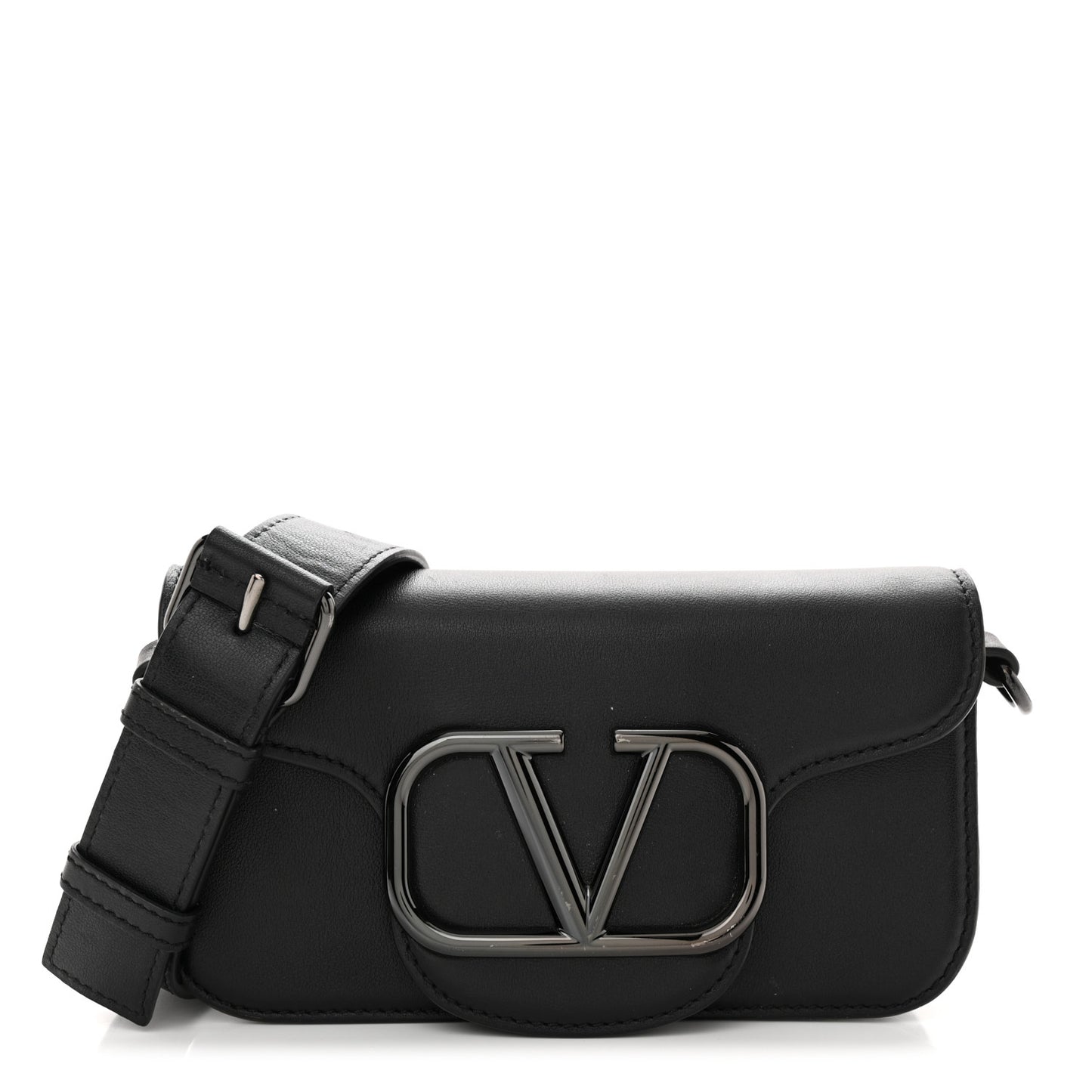 Calfskin Monochrome Vlogo Mini Loco Shoulder Bag Black
