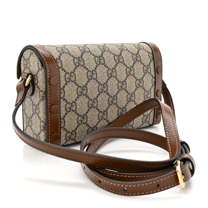 Gucci GG Supreme Monogram Mini Horsebit 1955 Shoulder Bag Beige Brown Sugar 3 of 11