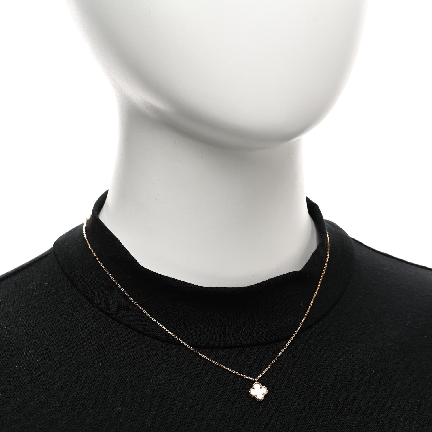 Van Cleef & Arpels 18K Yellow Gold Mother of Pearl Sweet Alhambra Pendant Necklace 2 of 5