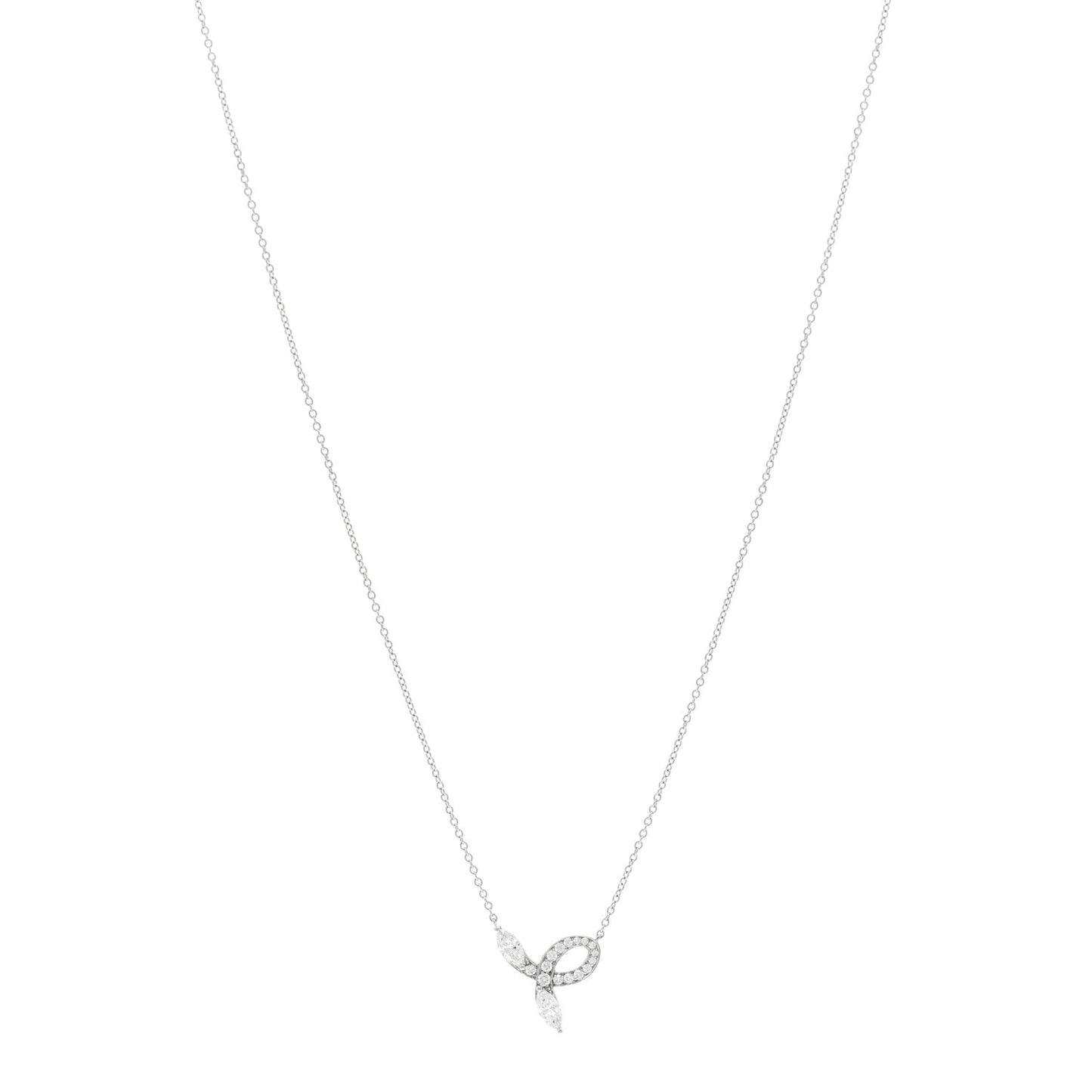 Platinum Diamond Victoria Bow Necklace