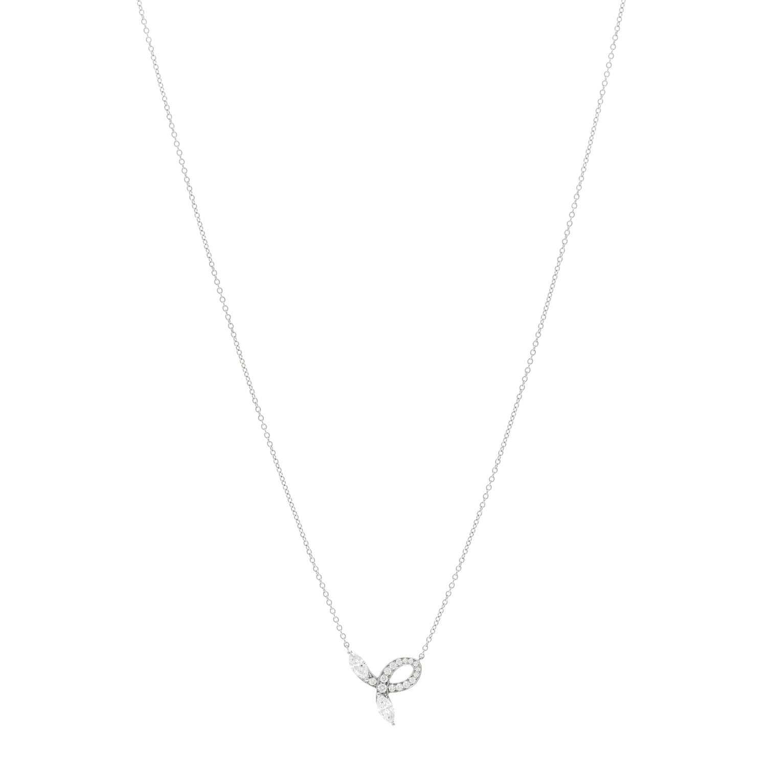 Tiffany Platinum Diamond Victoria Bow Necklace 1 of 5