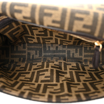 Fendi Fabric Jacquard FF 1974 Medium Baguette Tobacco Moro Black 5 of 12