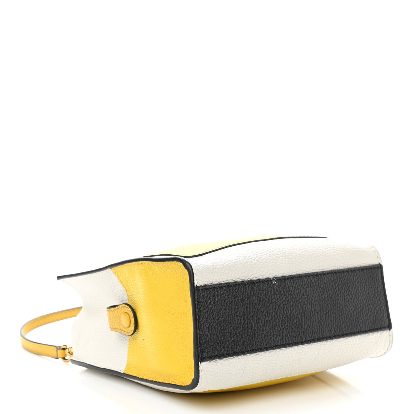 Grained Calfskin Colorblock Mini Grind Tote Yellow White Black