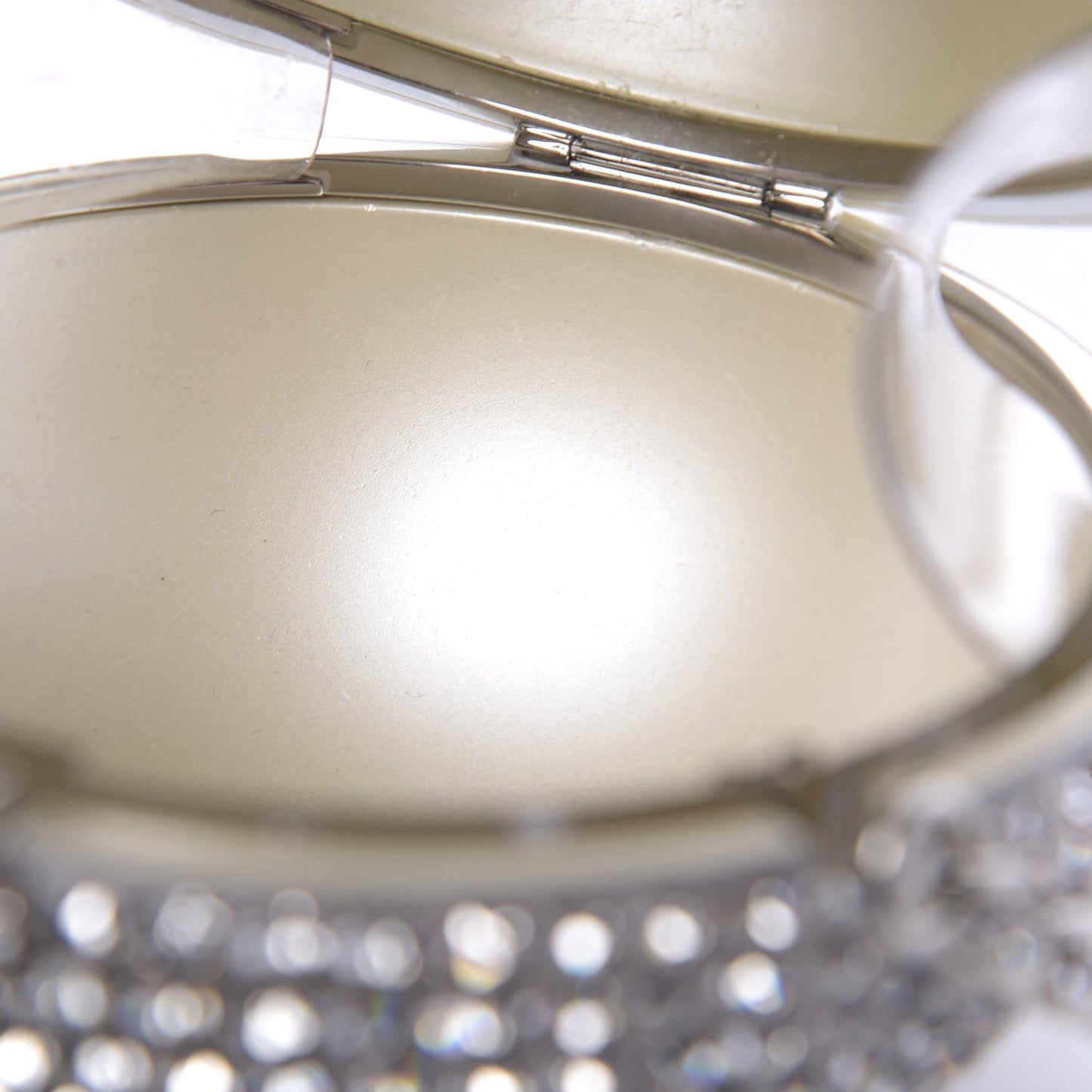 Plexiglass Strass CC Round Minaudiere Clutch Silver