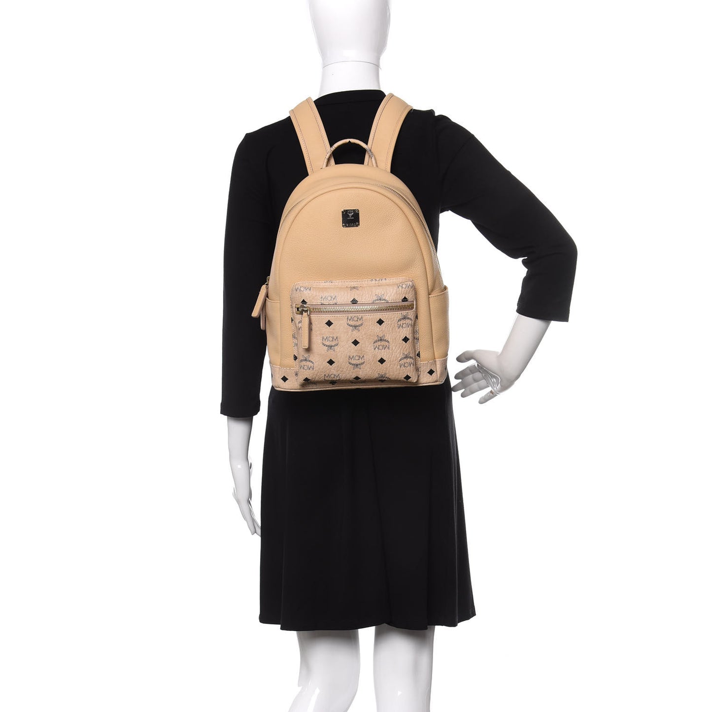 Calfskin Visetos Small Backpack Beige