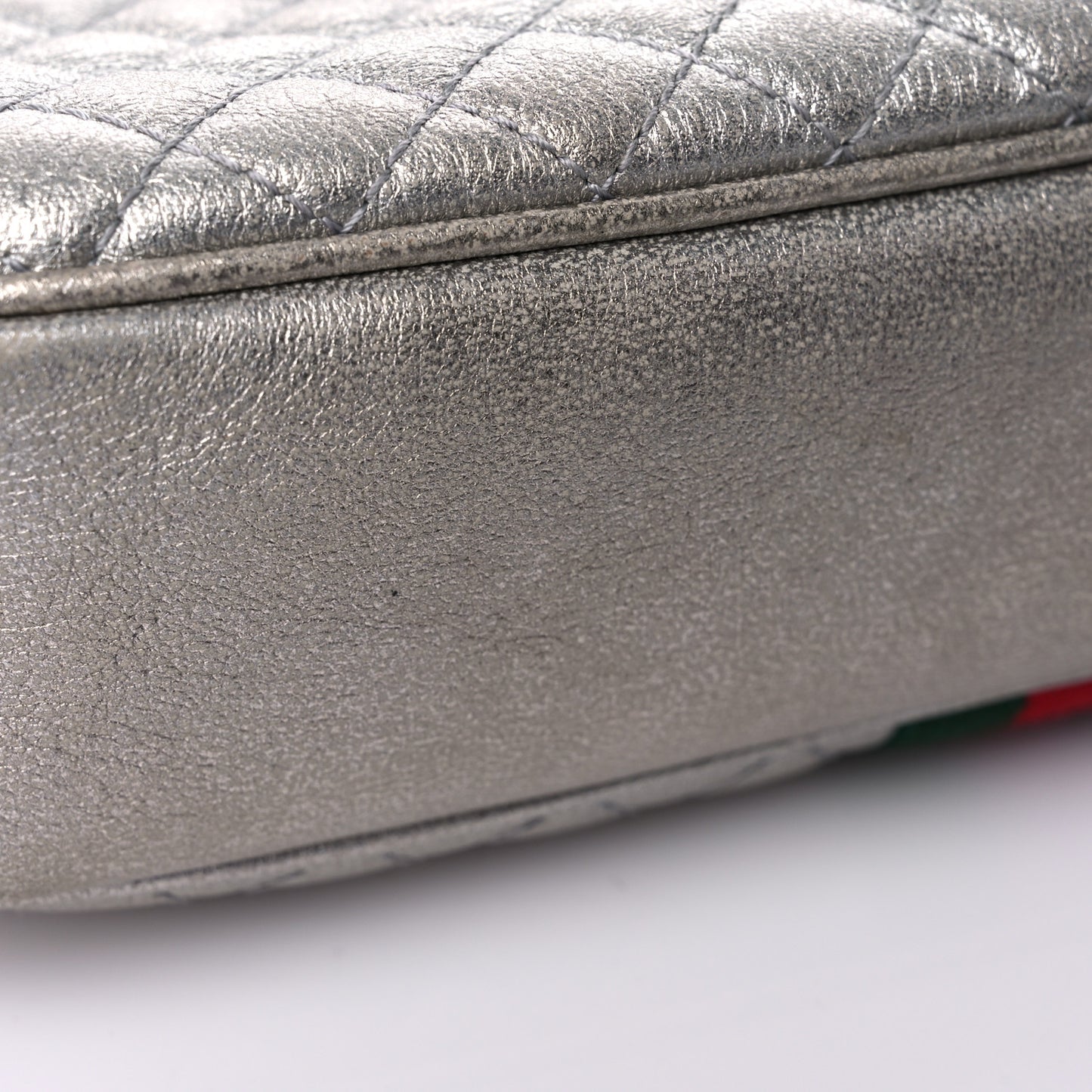 Laminated Nappa Web Trapuntata Small GG Shoulder Bag Argento