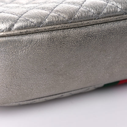 Gucci Laminated Nappa Web Trapuntata Small GG Shoulder Bag Argento 13 of 16