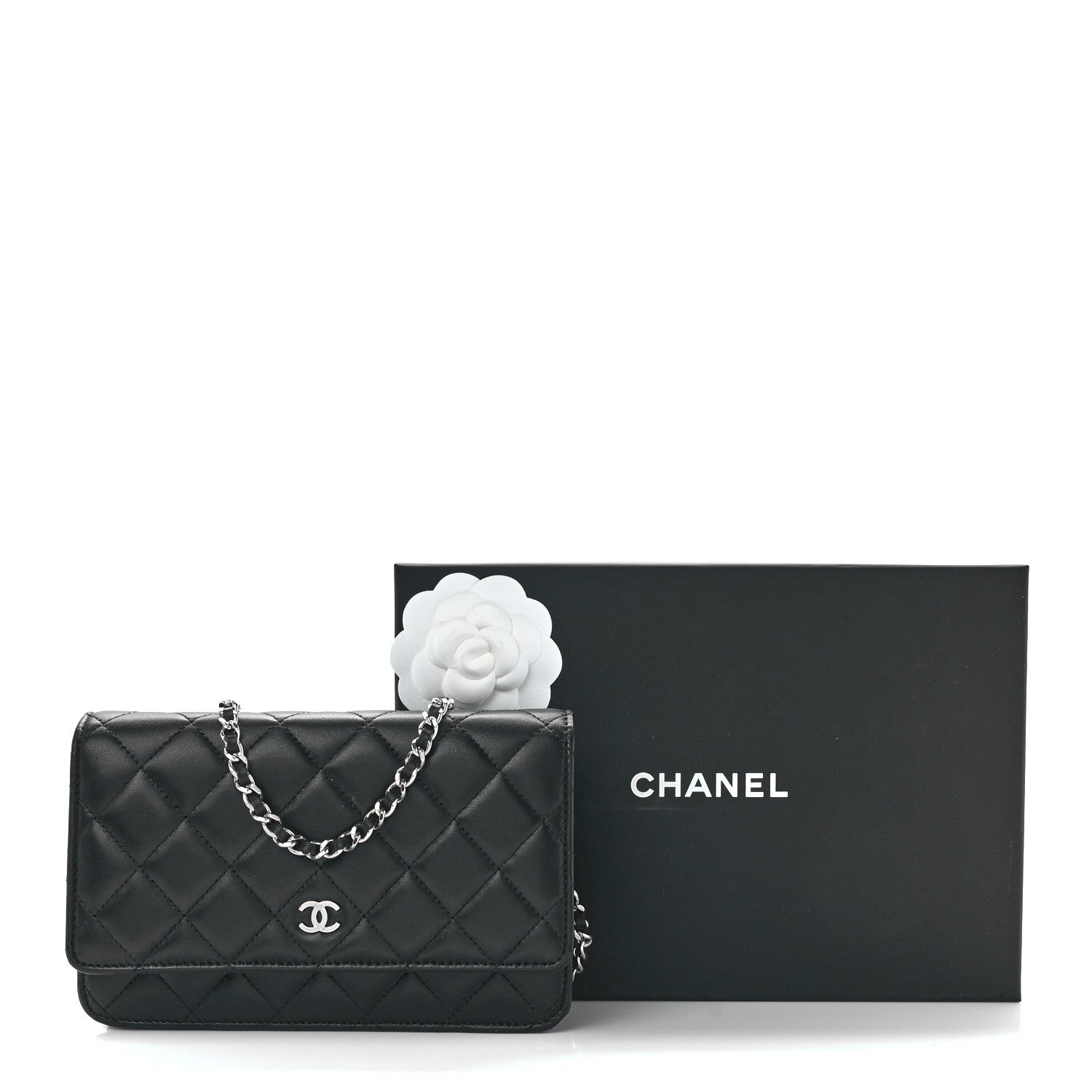 Chanel Lambskin Quilted Wallet On Chain WOC Black 13 of 13