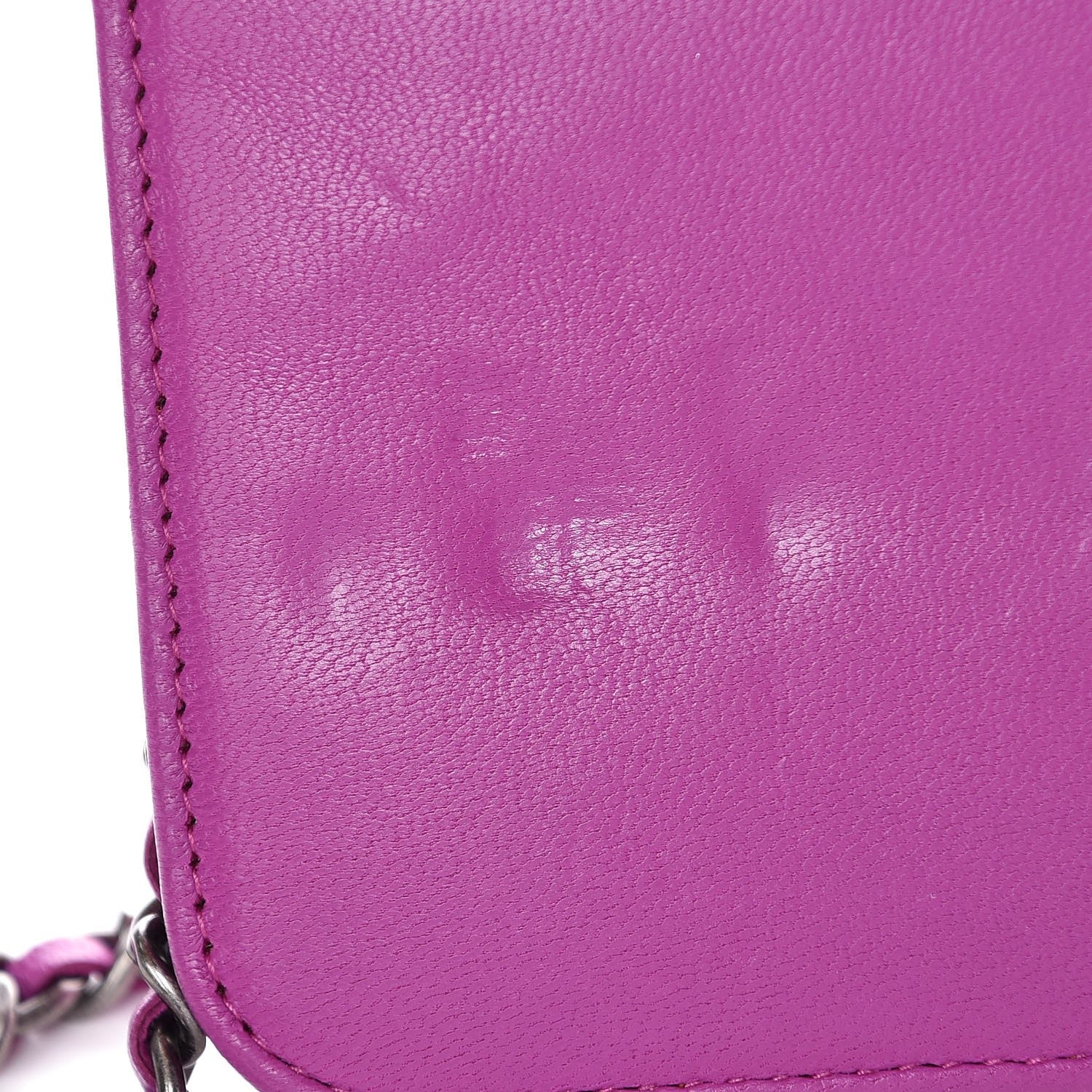 Chanel Lambskin Quilted Coco Boy Wallet On Chain WOC Fuchsia 9 of 11