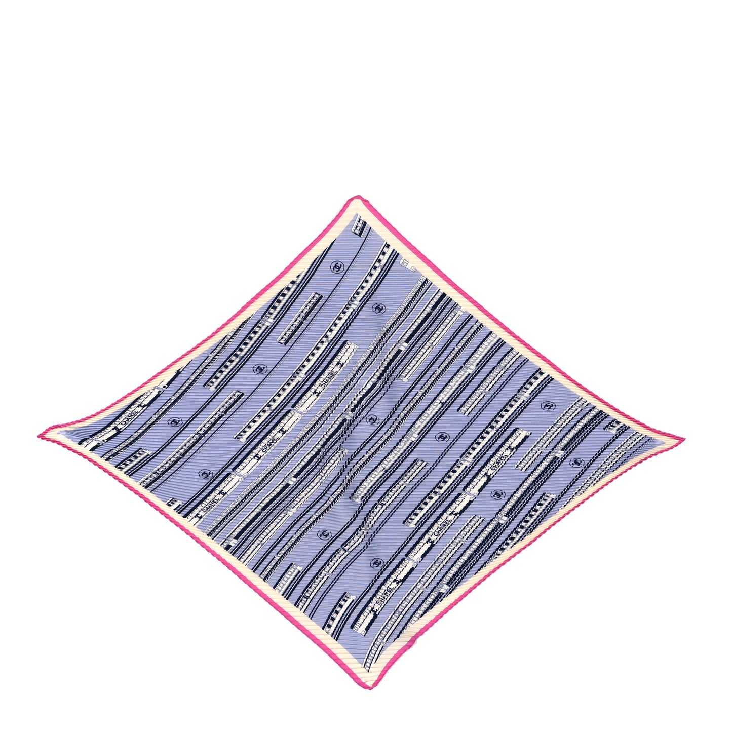 Silk Pleated CC Square Scarf Pink White Purple