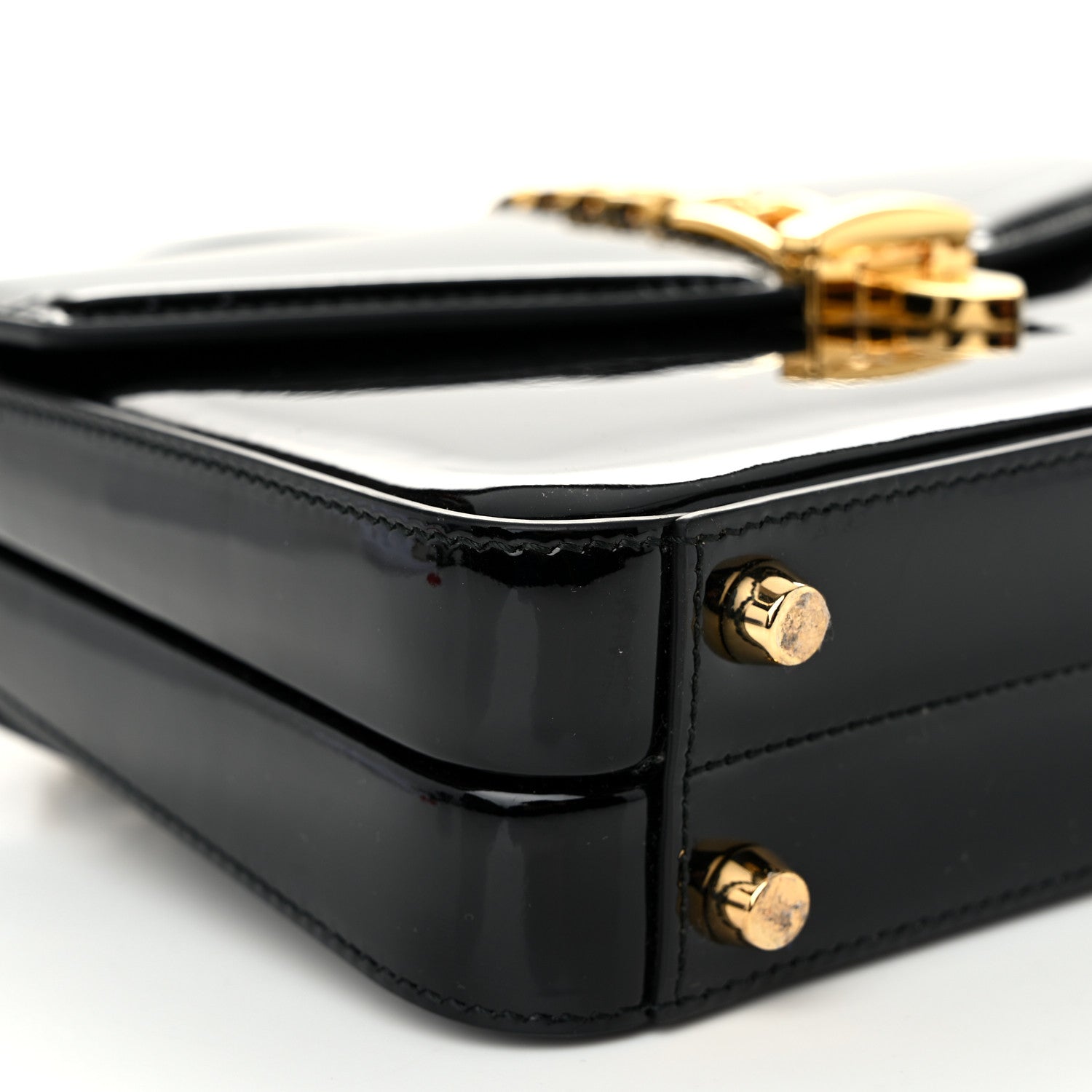 Gucci Mousse Top Patent Mini Sylvie 1969 Top Handle Bag Black 9 of 10