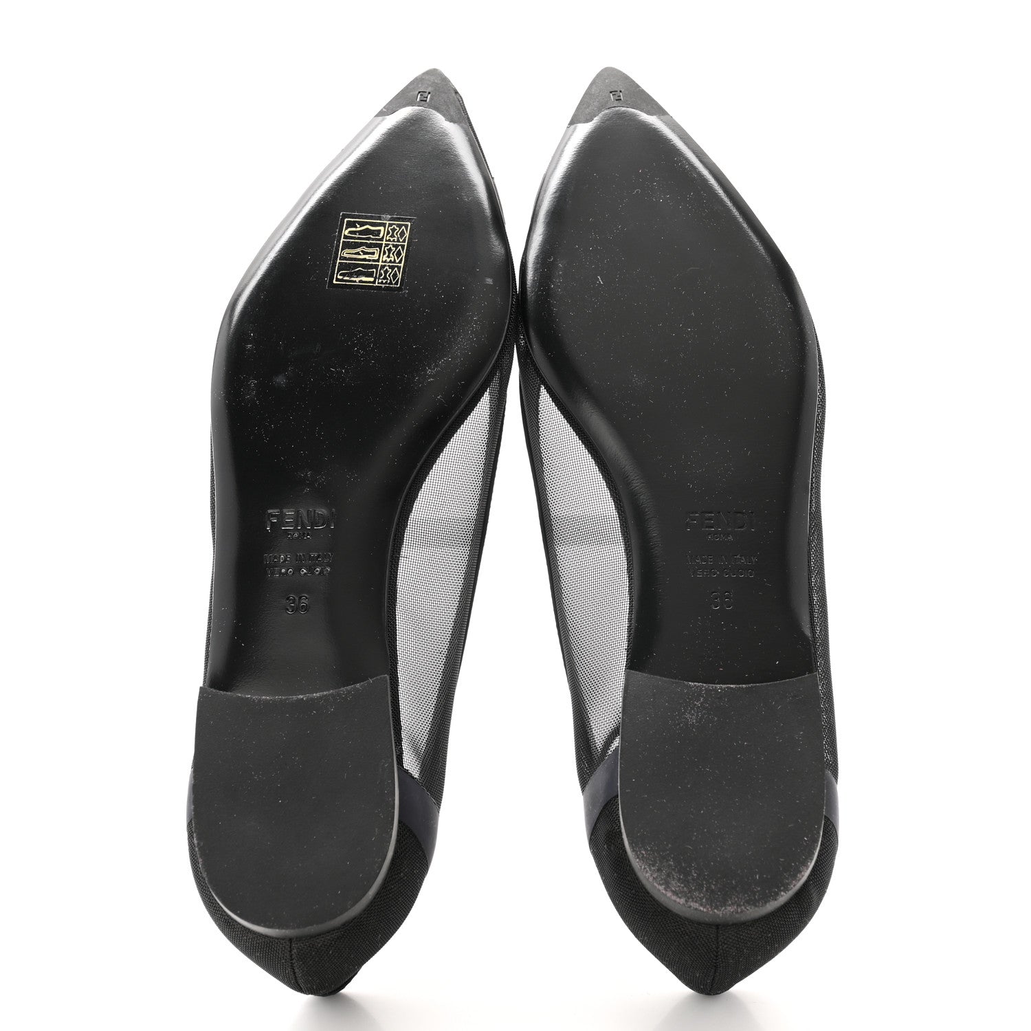 Fendi Mesh Skimmer Ballerina Flats 36 Navy Black 5 of 8