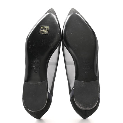 Fendi Mesh Skimmer Ballerina Flats 36 Navy Black 5 of 8