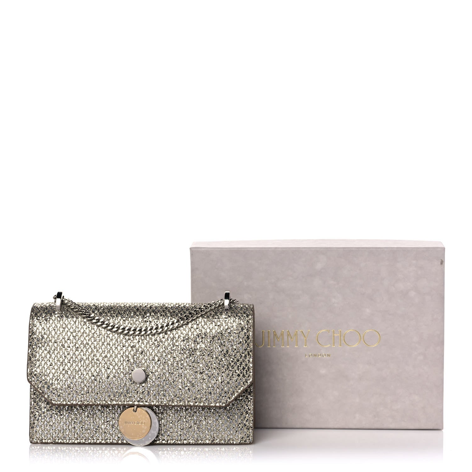 Jimmy Choo Glitter Fabric Finley Mini Shoulder Bag Champagne 11 of 11