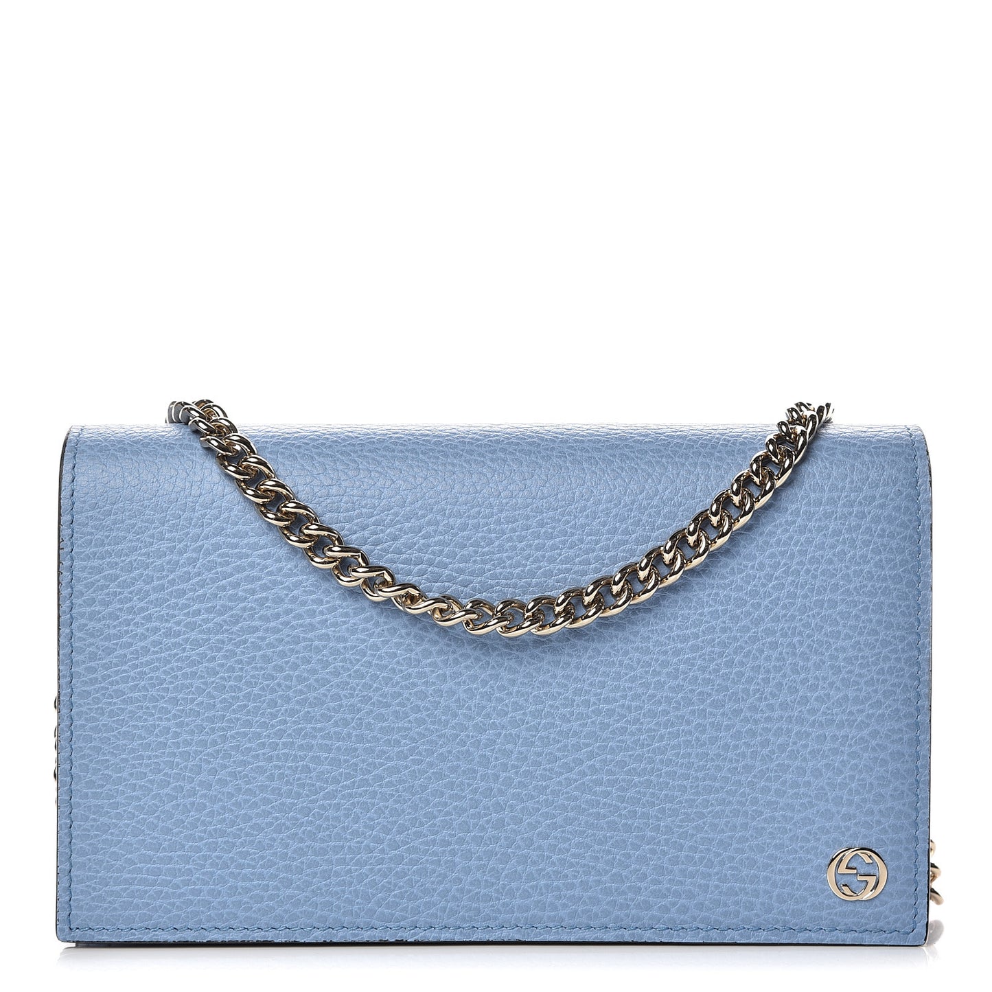 Dollar Calfskin Medium Betty Chain Wallet Mineral Blue
