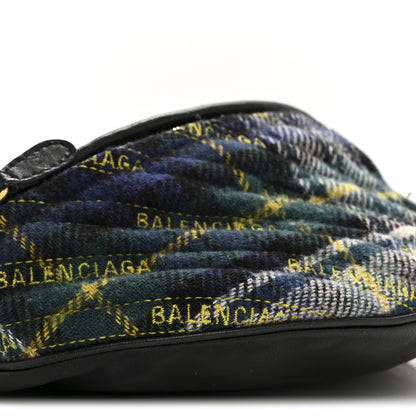 Balenciaga Wool Plaid Diagonal Allover Logo Matelasse XS Souvenir Belt Bag Green Blue Yellow 9 of 15