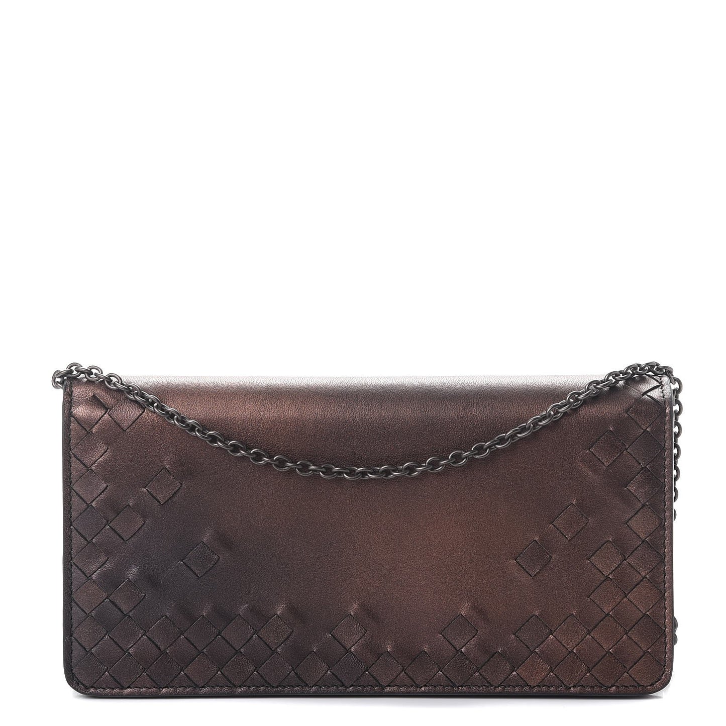 Metallic Nappa Intrecciato Continental Wallet on Chain Dark Copper