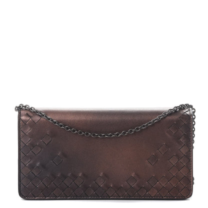 Bottega Veneta Metallic Nappa Intrecciato Continental Wallet on Chain Dark Copper 1 of 10