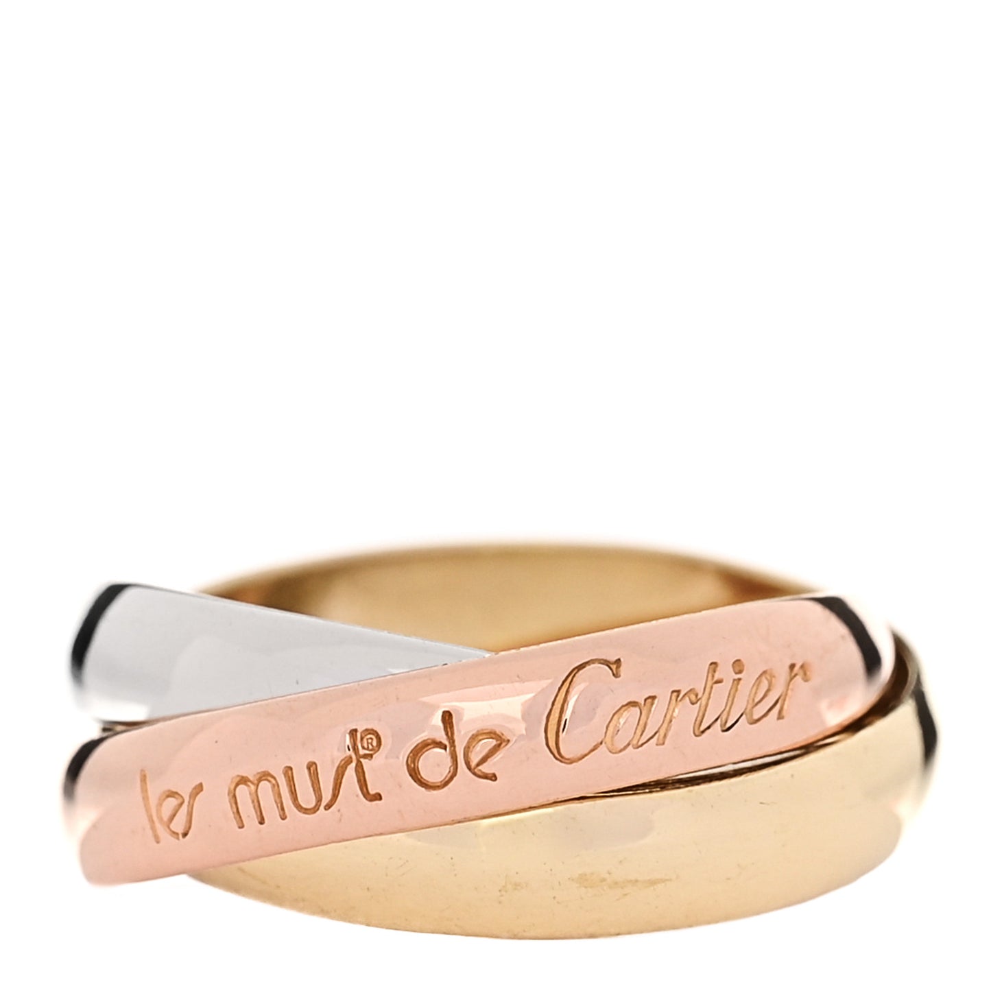 18K Pink Yellow White Gold Classic Les Must De Cartier Trinity Ring 48 4.5