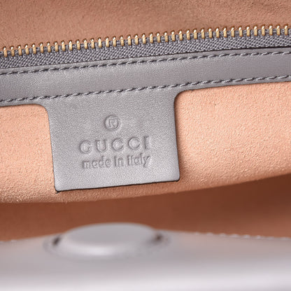 Gucci Nappa Bamboo Web Medium Nymphaea Top Handle Bag Deep Grey Mystic White 7 of 16