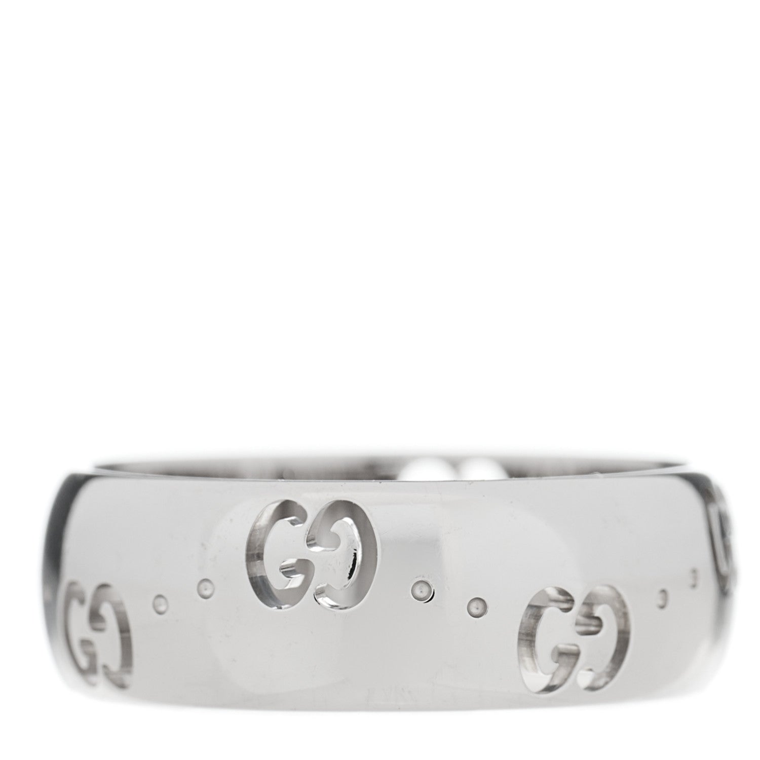 Gucci 18K White Gold 6mm Icon Band Ring 50 5.25 1 of 5