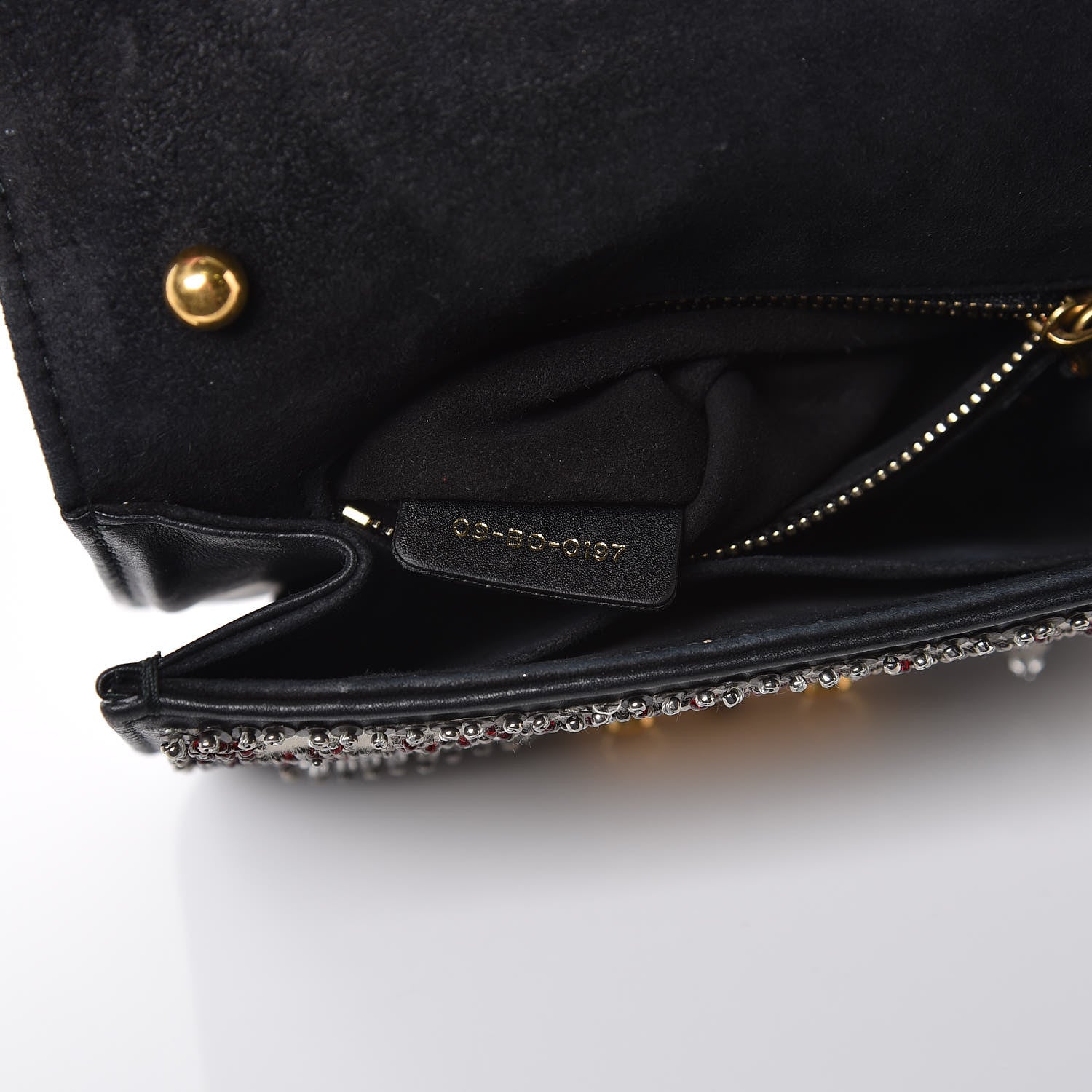 Christian Dior Calfskin Beaded Mini Dioraddict Flap Bag Black 7 of 13