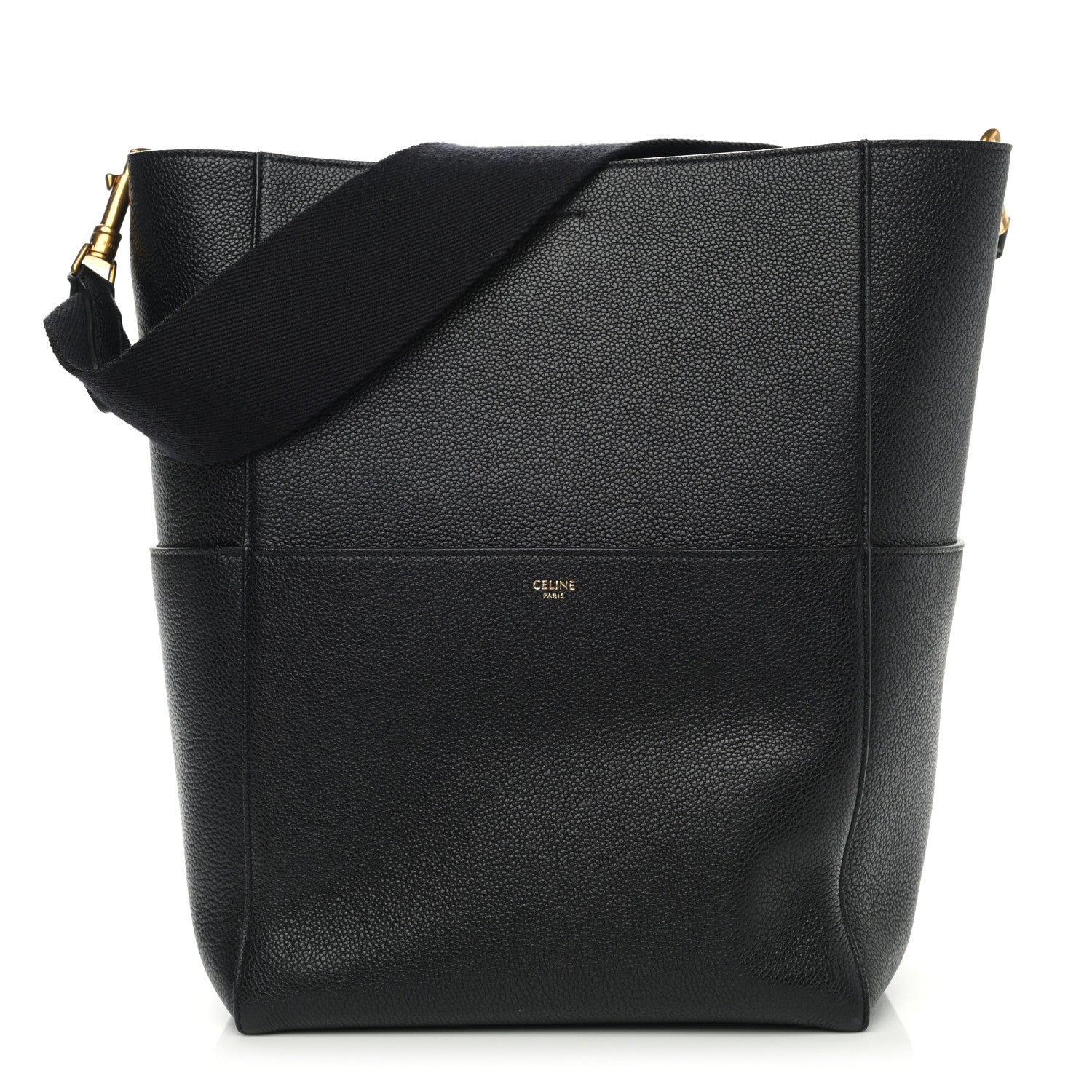 Celine Soft Grained Calfskin Sangle Bucket Bag Black 1 of 9