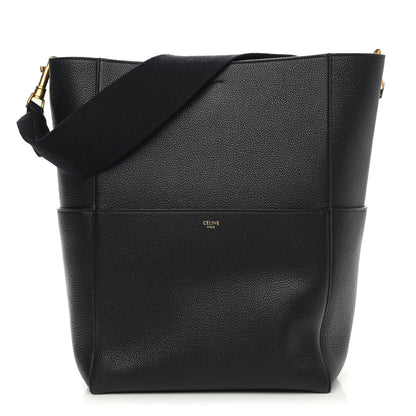 Celine Soft Grained Calfskin Sangle Bucket Bag Black 1 of 9