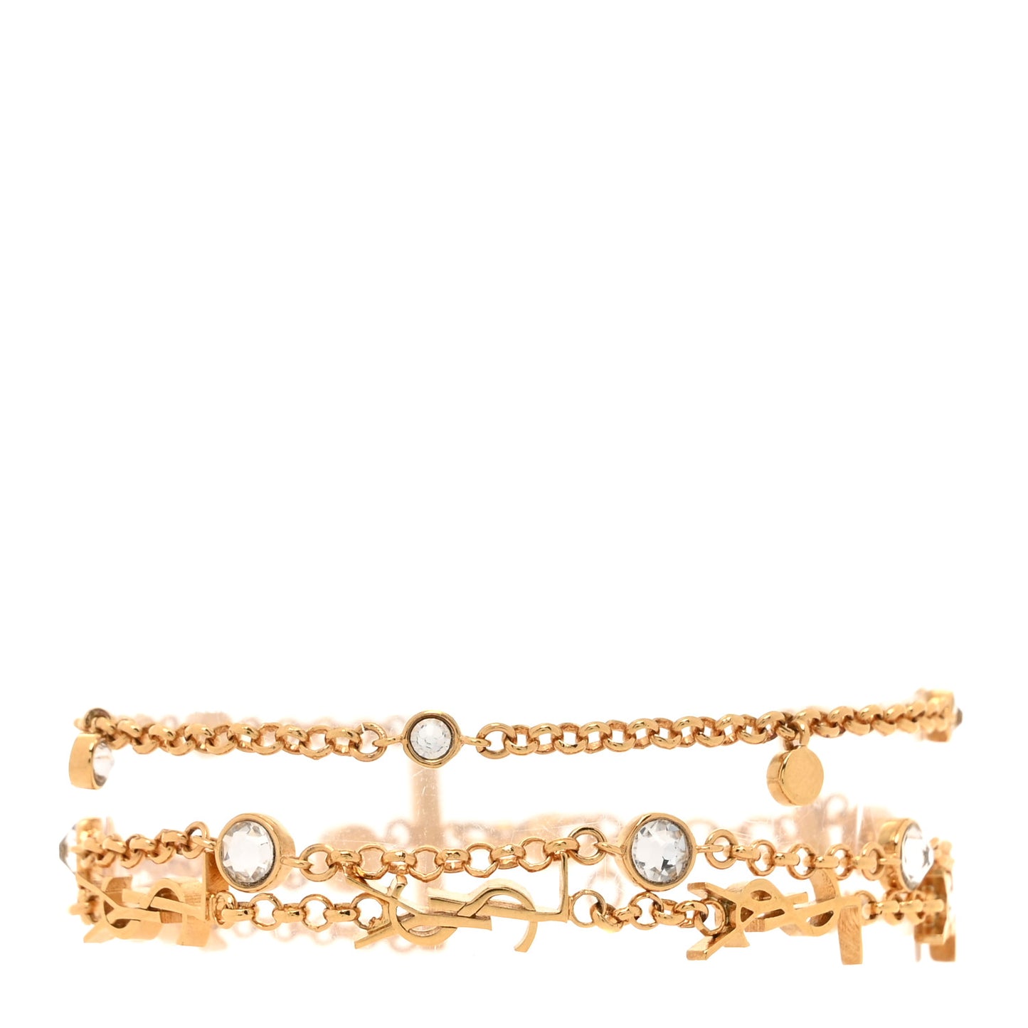 Brass Crystal Monogram Multi Strand Bracelet S Gold