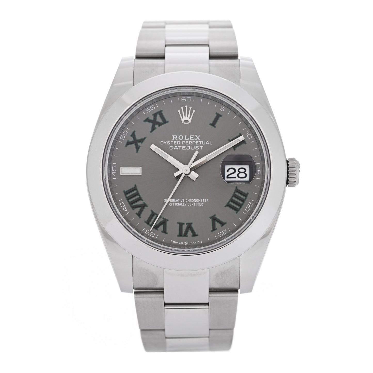 Stainless Steel 41mm Oyster Perpetual Wimbledon Datejust Watch Slate 126300