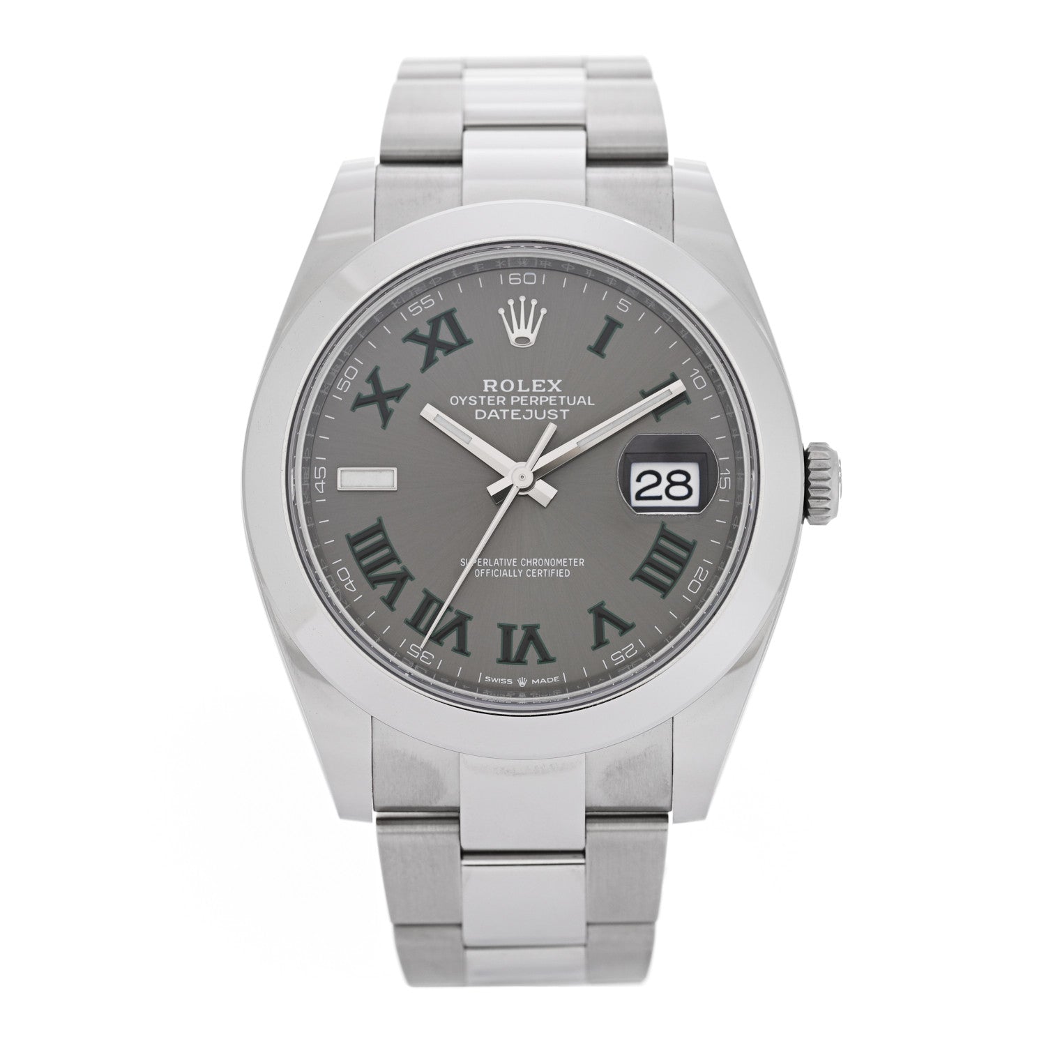 Rolex Stainless Steel 41mm Oyster Perpetual Wimbledon Datejust Watch Slate 126300 1 of 5