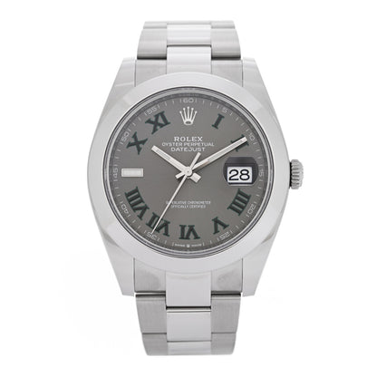 Rolex Stainless Steel 41mm Oyster Perpetual Wimbledon Datejust Watch Slate 126300 1 of 5