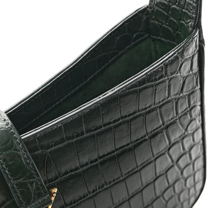 Saint Laurent Calfskin Crocodile Embossed LE 5 A 7 Hobo Vert Fonce 13 of 13