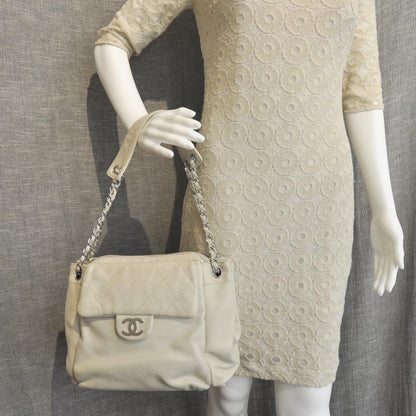 Chanel Lambskin Quilted Shoulder Flap Bag Ivory 3 of 11