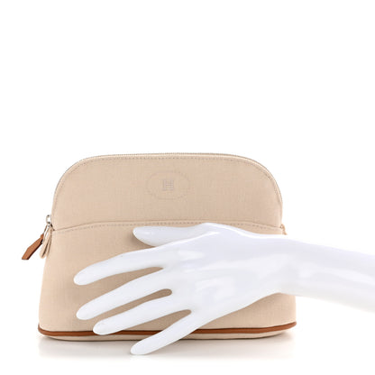 Hermes Cotton Canvas Mini Bolide Travel Cosmetic Pouch Naturel 2 of 7